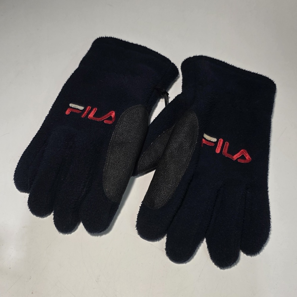 Vintage FILA Navy Blue Fleece Thinsulate Gloves with Red Logo. Men's Size L/XL